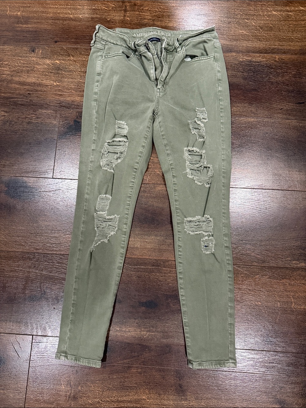 American Eagle Outfitters Olive Ripped Skinny Jeans